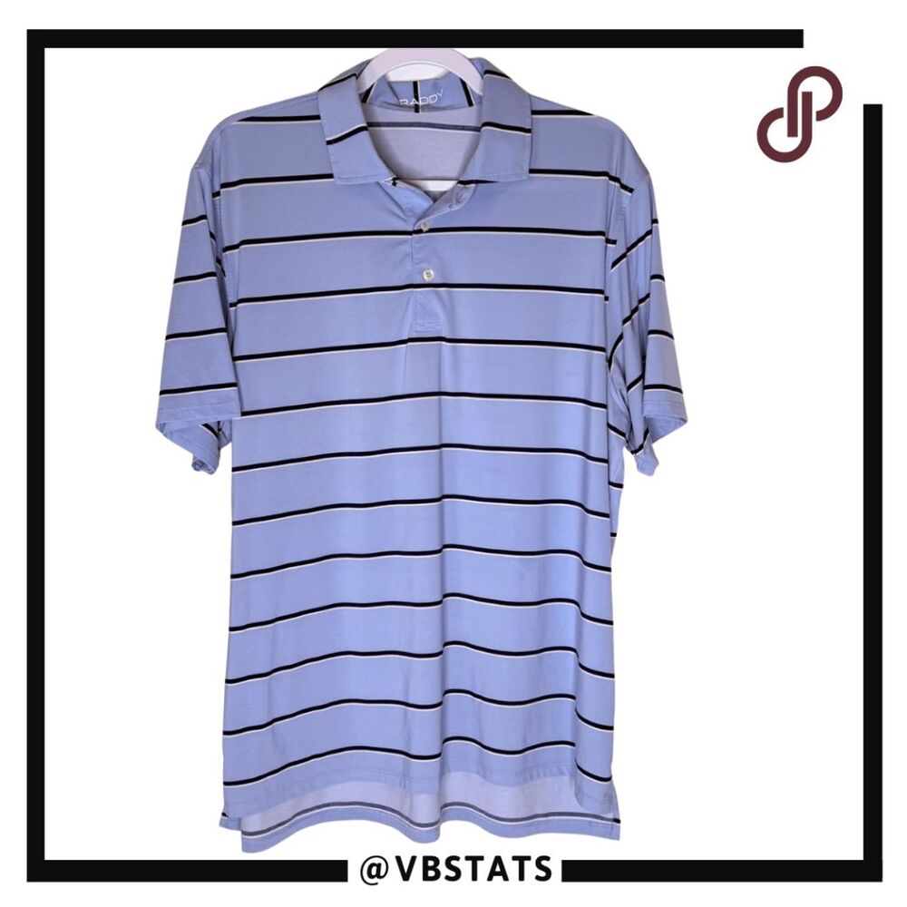 Draddy Sport Men's‎ Striped Short Sleeve Frazer Golf Polo Shirt Blue Size Large